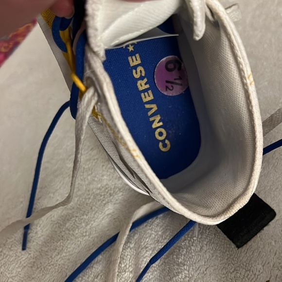 Converse Blue and Yellow Canvas Sneakers with Rubber Toe Cap - Picture 7 of 8